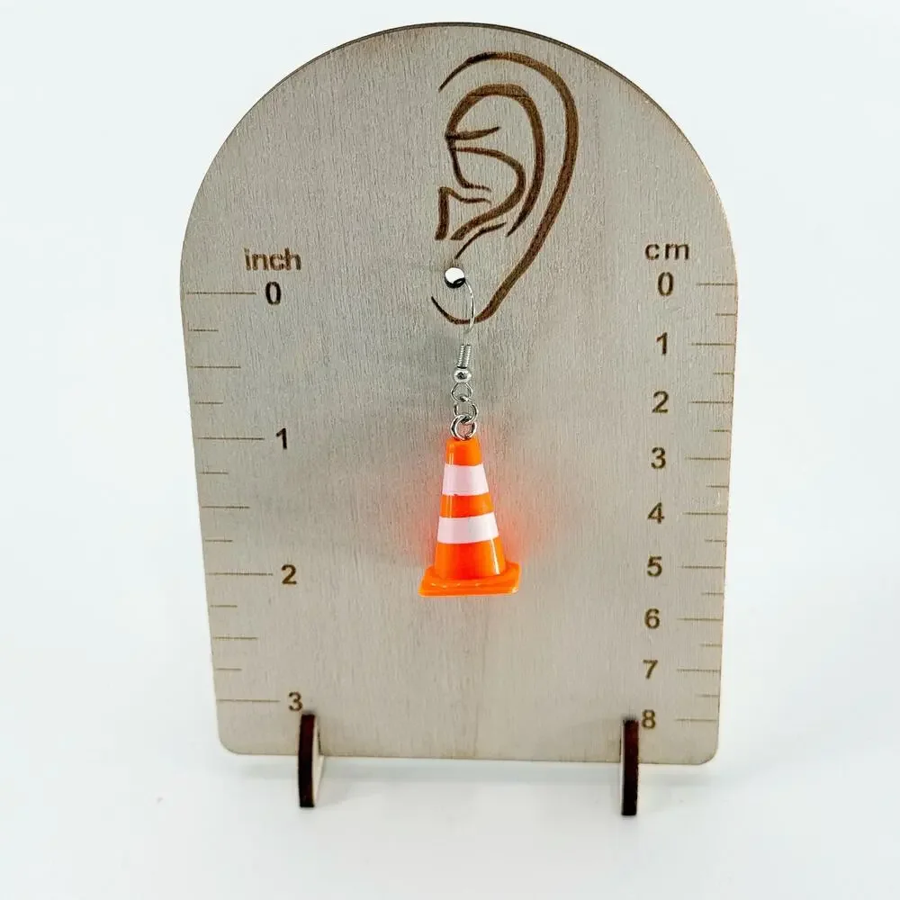 Miniature Traffic Safety Cone Earrings, Construction Traffic Cone Earrings